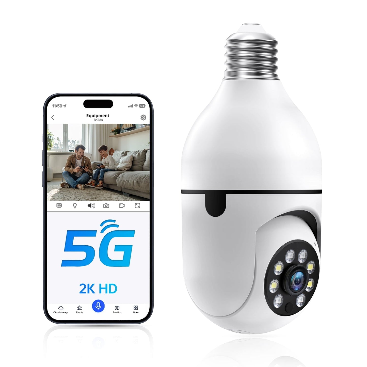 Smart Light Bulb Camera - 360° WiFi Security Light