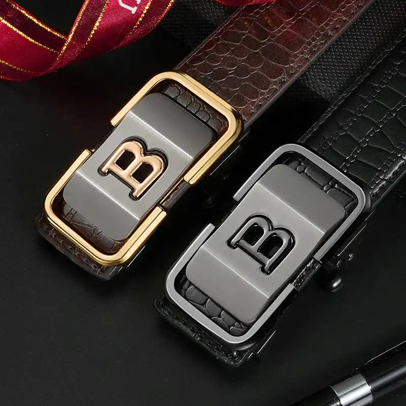 Men's Auto Buckle Belt Crocodile Style, Effortless Fit