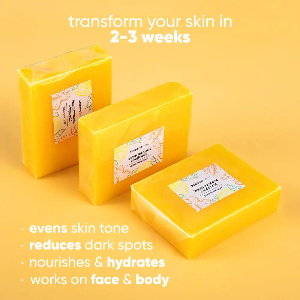 lemon turmeric & kojic acid brightening soap (pack of 3)