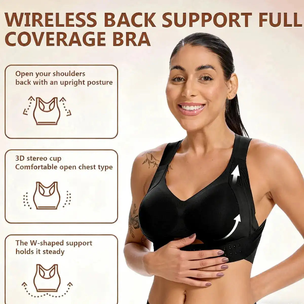 【Postural correction】Women’s Beige Wireless Bra