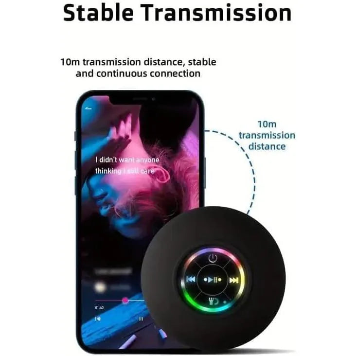 Mini Bluetooth Shower Speaker with LED light, Portable IPX4 Waterproof, Hands-Free Speakerphone, Wireless Stereo