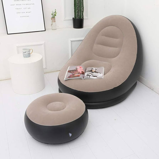 Inflatable Sofa with Footrest and Blower – Perfect for Home and Travel