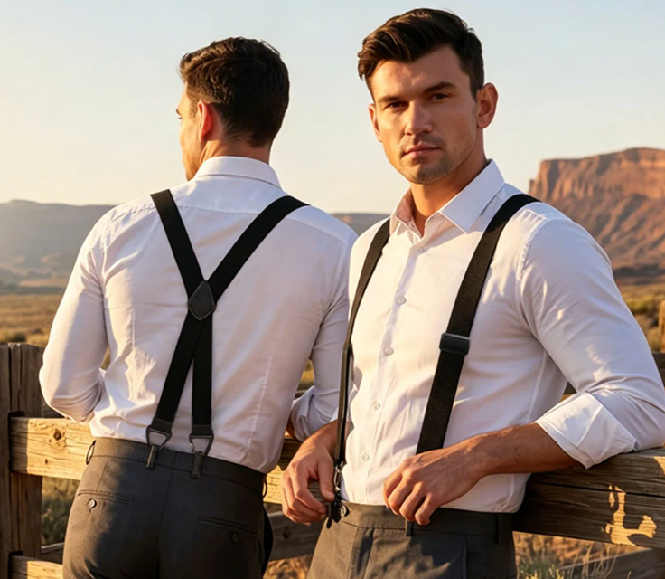 4-Hook X-Back Suspenders  ⚫ Only Black Left – Limited Stock!