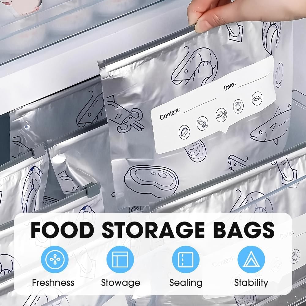 30PCS Reusable Foil Zip Storage Bags